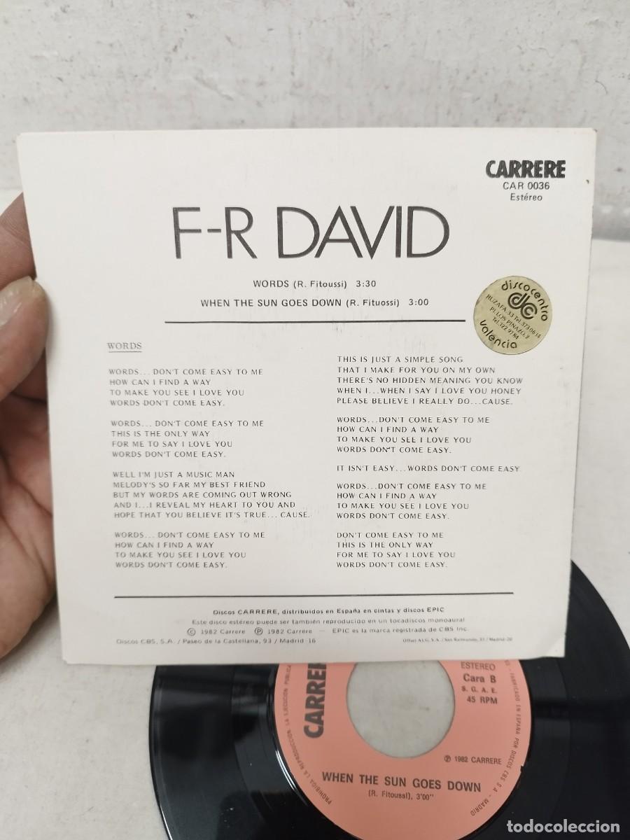 Discos de vinilo: F.R. David &ndash; Words. Single. - Foto 3