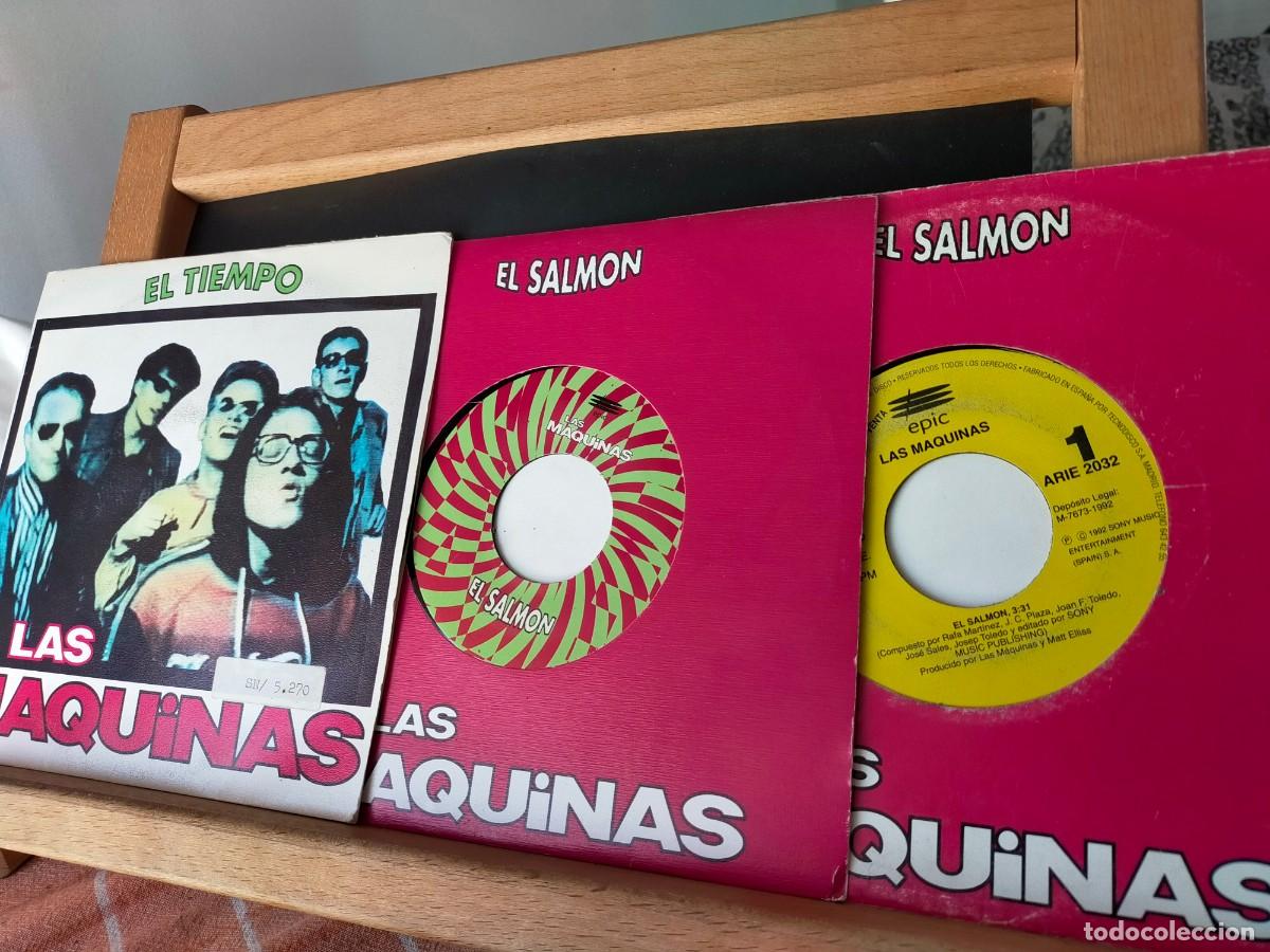 Discos de vinilo: LAS M&Aacute;QUINAS. LOTE DE 3 SINGLES. EL TIEMPO / EL SALM&Oacute;N / EL SALM&Oacute;N. EPIC - SONY MUSIC. 1992