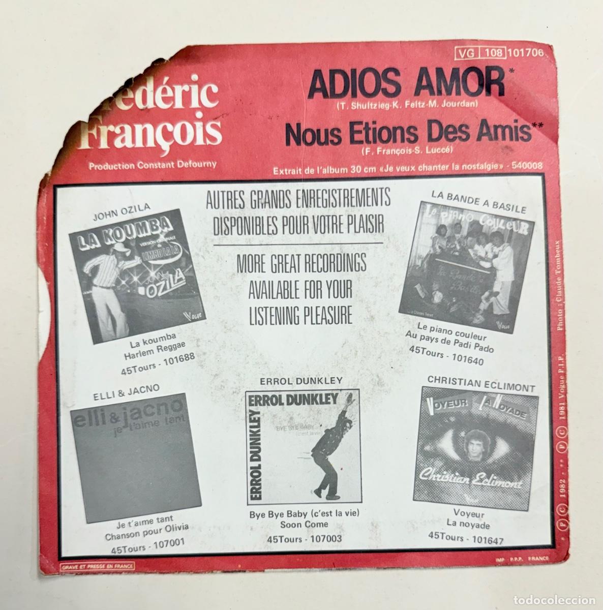 Discos de vinilo: Frederic Francois - Adios Amor - Foto 2