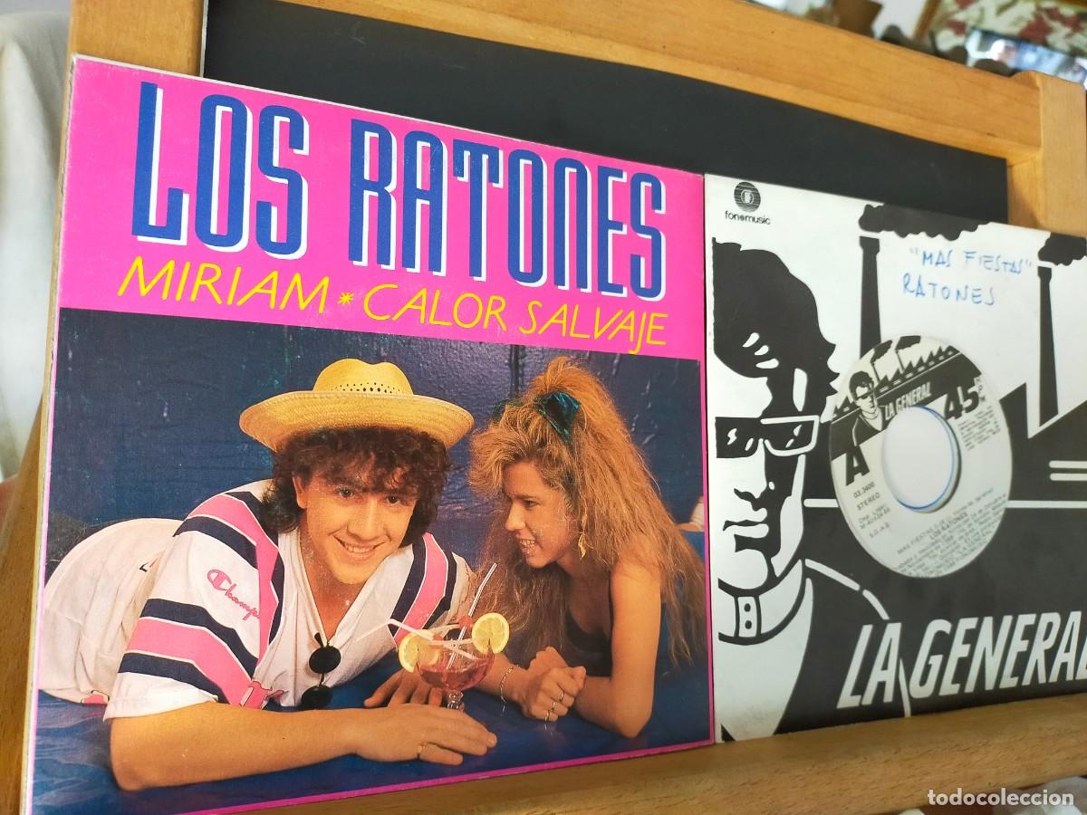 Discos de vinilo: LOS RATONES. LOTE DE 2 SINGLES. MIRIAM - CALOR SALVAJE / M&Aacute;S FIESTAS - LOS RATONES. 1988