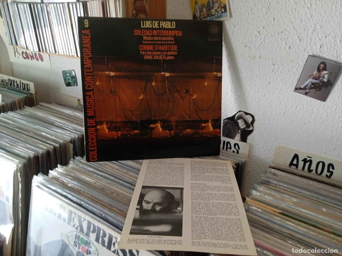 Discos de vinilo: Luis de Pablo &ndash; Soledad Interrupida / Comme D'Habitude. Lp edici&oacute;n Espa&ntilde;a 1973.sello clave.con inser