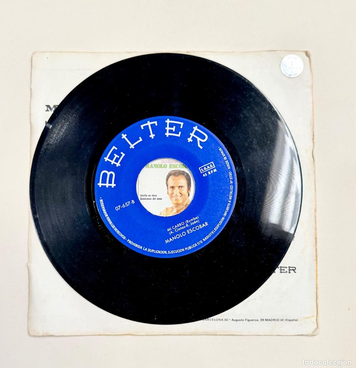 Discos de vinilo: Manolo Escobar - Mi carro - Foto 3