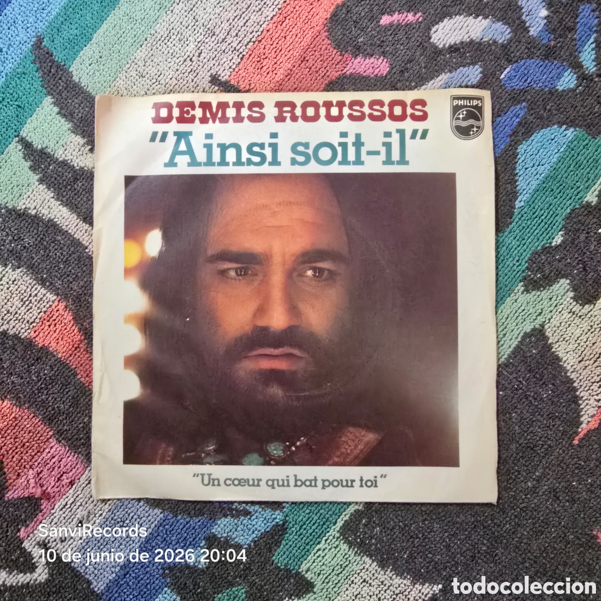 Discos de vinilo: [SINGLE] DEMIS ROUSSOS: AINSI SOIT-IL - UN C&OElig;UR QUI BAT POUR TOI (PHILIPS) (1977)