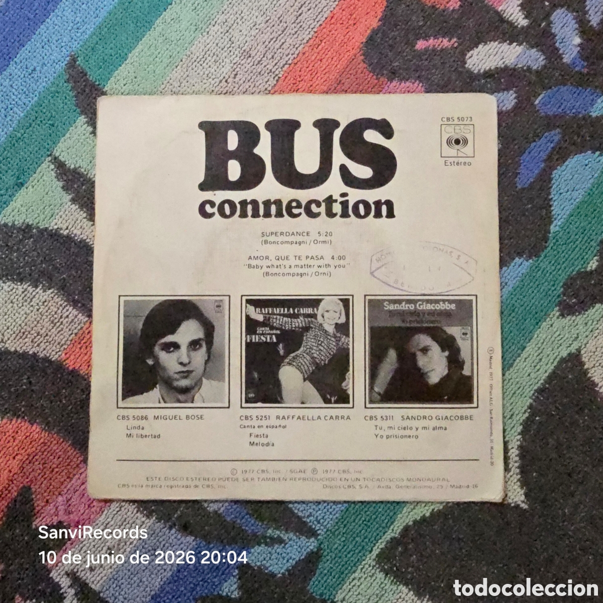 Discos de vinilo: [SINGLE] BUS CONNECTION: SUPERDANCE - AMOR, QUE TE PASA (CBS) (1977) - Foto 4