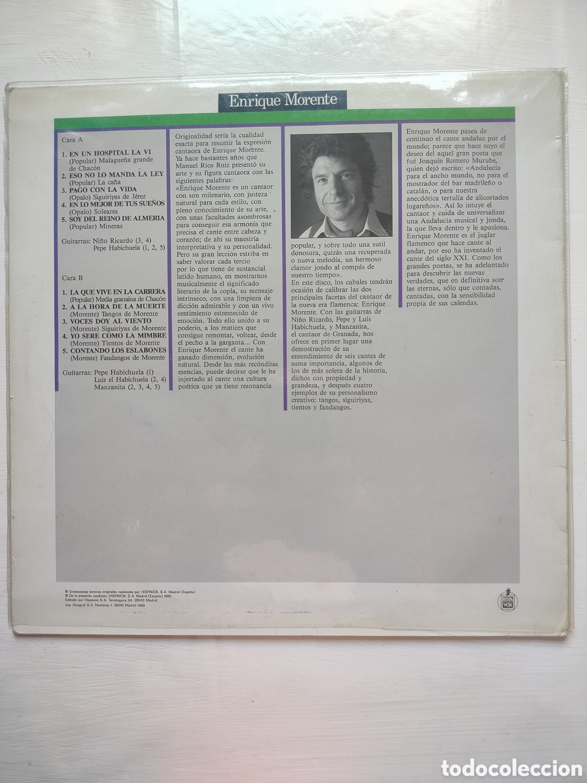 Discos de vinilo: Enrique Morente LP 1988 - Foto 2