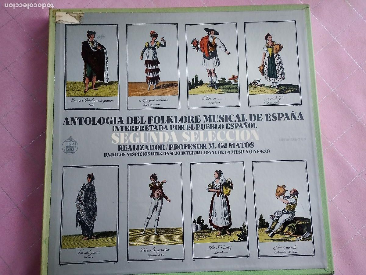 Discos de vinilo: antologia del folklore musical de espa&ntilde;a segunda seleccion,contiene 3 lps. los dos libretos, fa