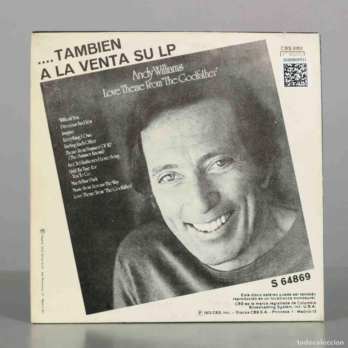 Discos de vinilo: SINGLE. Love Theme From The Godfather - Andy Williams