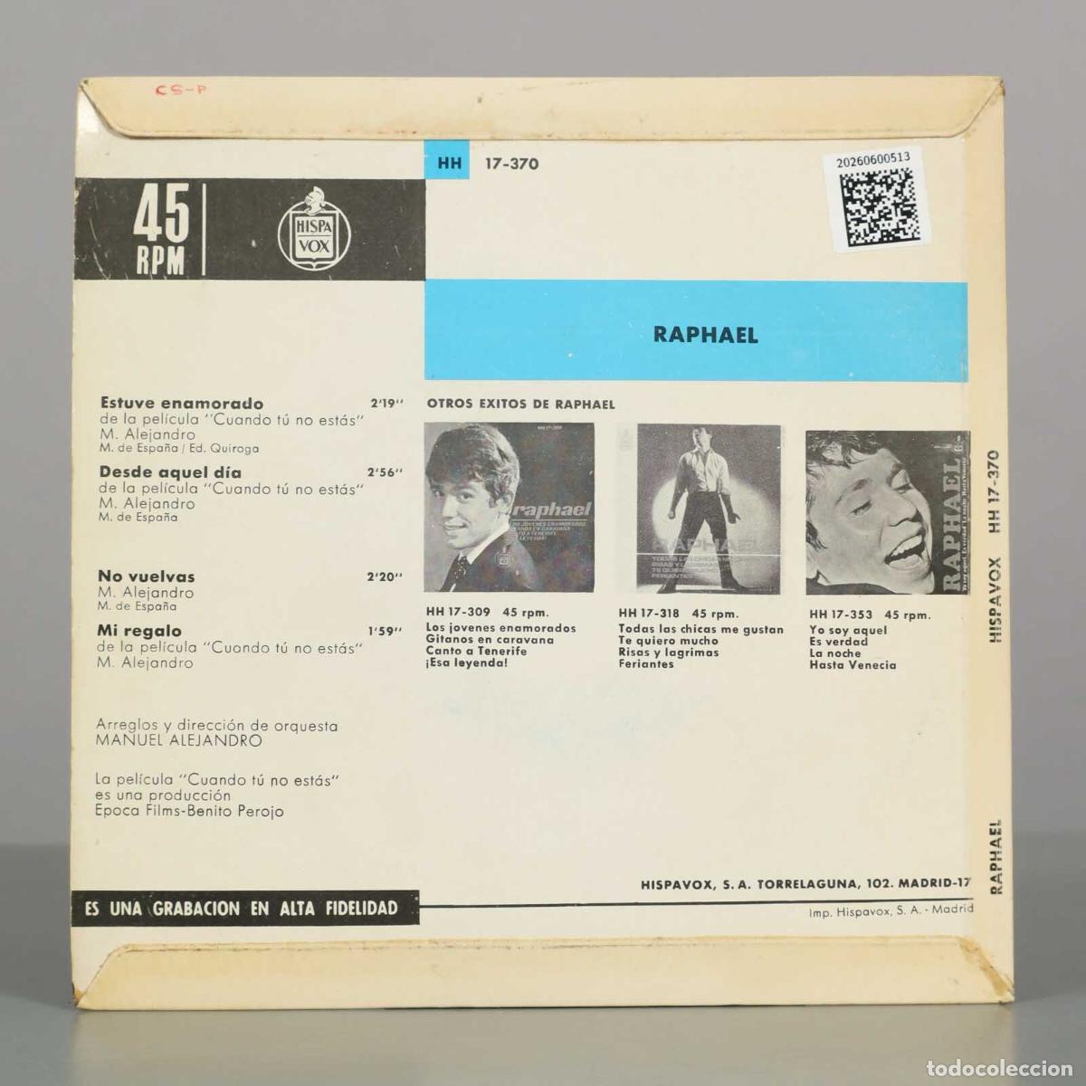 Discos de vinilo: EP. Estuve enamorado - Raphael - Foto 2