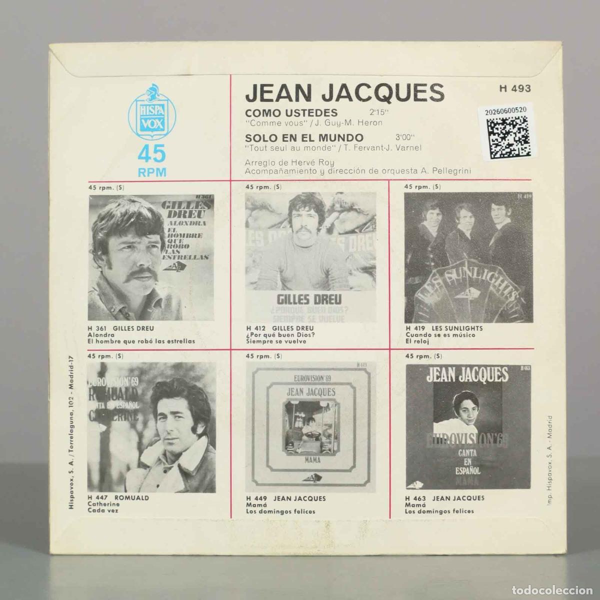 Discos de vinilo: SINGLE. Como ustedes / Solo en el mundo - Jean Jacques - Foto 2