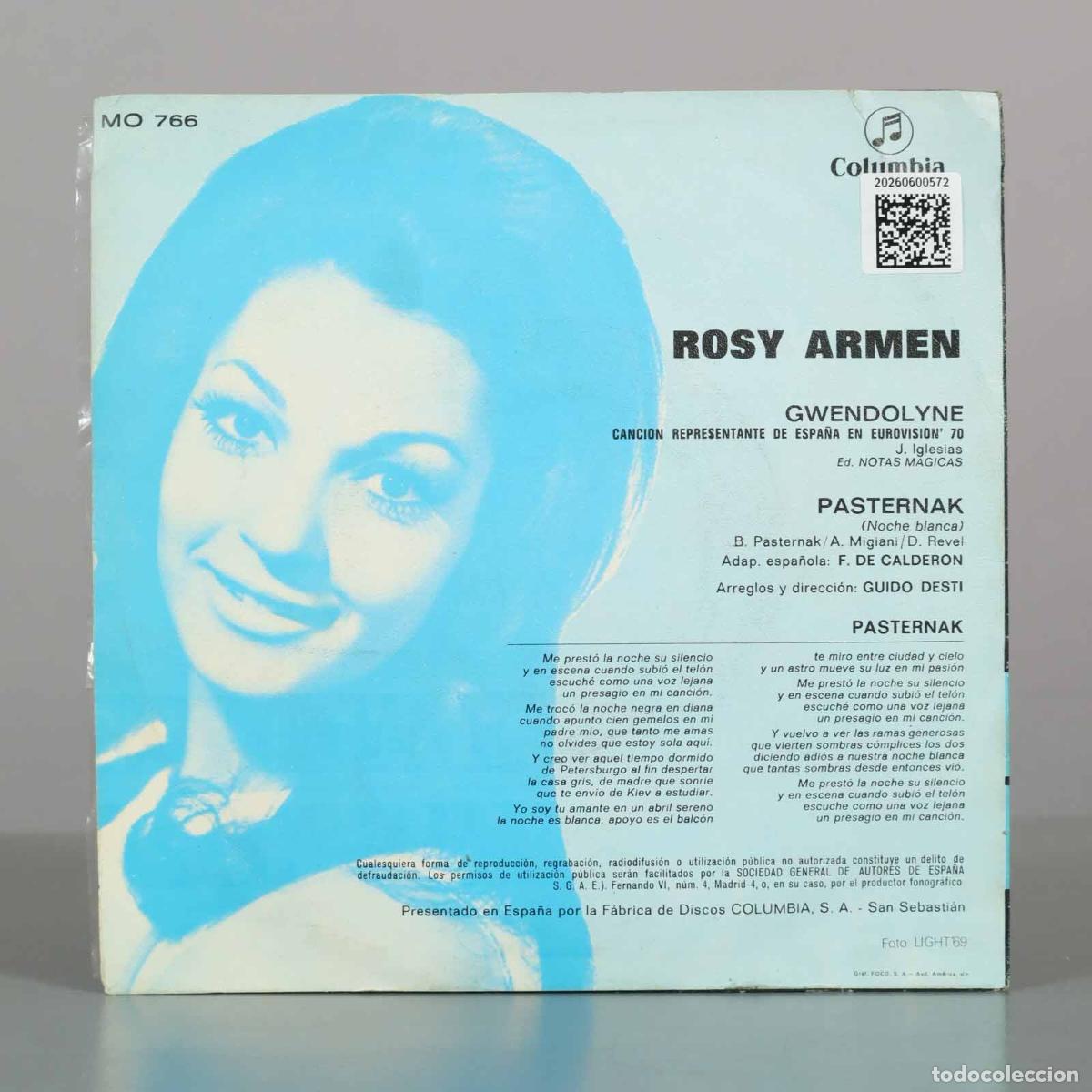 Discos de vinilo: SINGLE. Gwendolyne / Pasternak - Rosy Armen - Foto 2