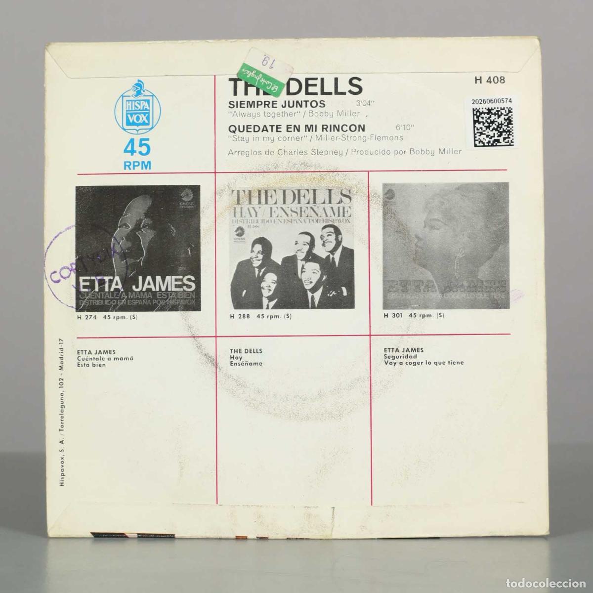 Discos de vinilo: SINGLE. Siempre Juntos / Qu&eacute;date en mi Rinc&oacute;n - The Dells - Foto 2