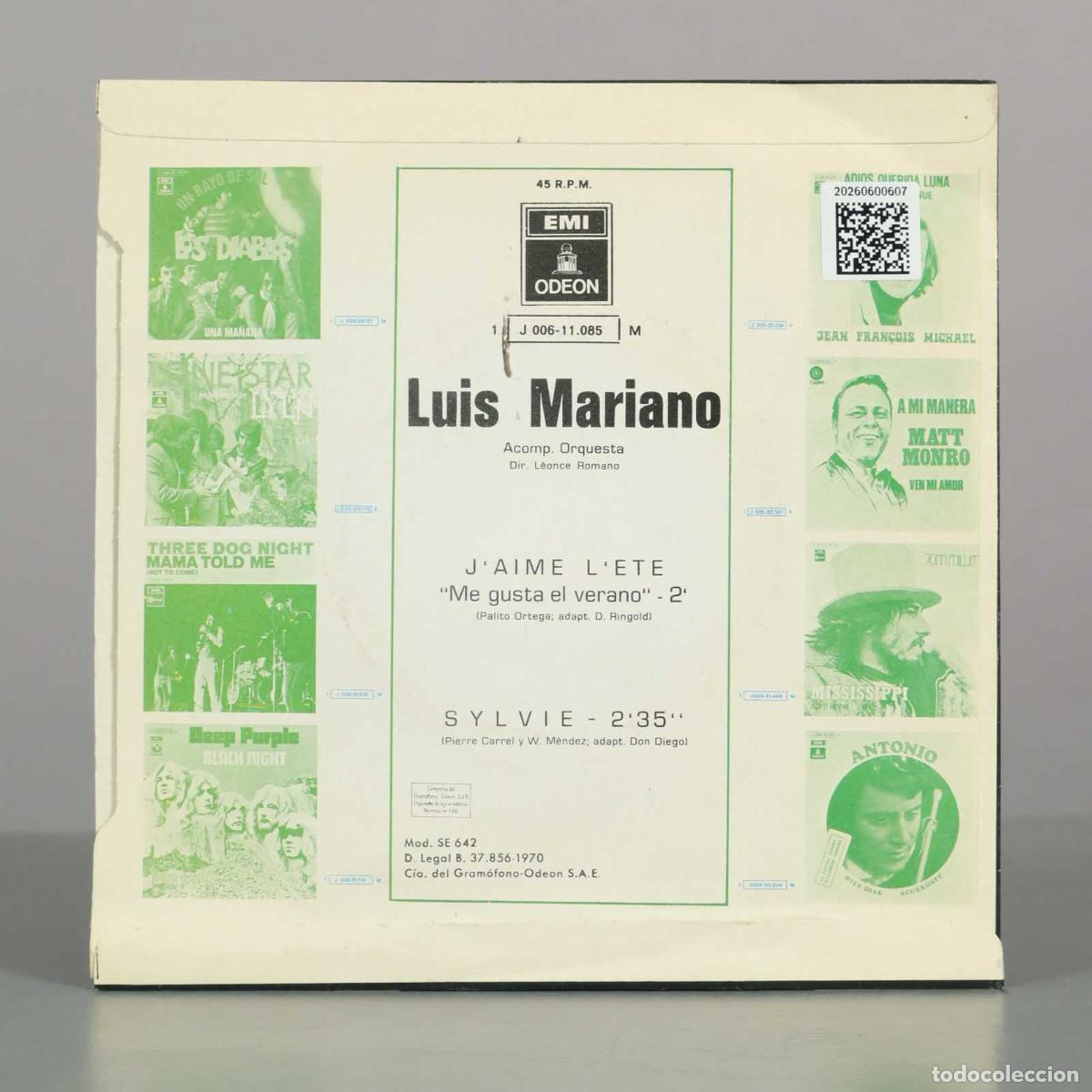 Discos de vinilo: SINGLE. J&acute;aime l&acute;&eacute;t&eacute; / Sylvie - Luis Mariano - Foto 2