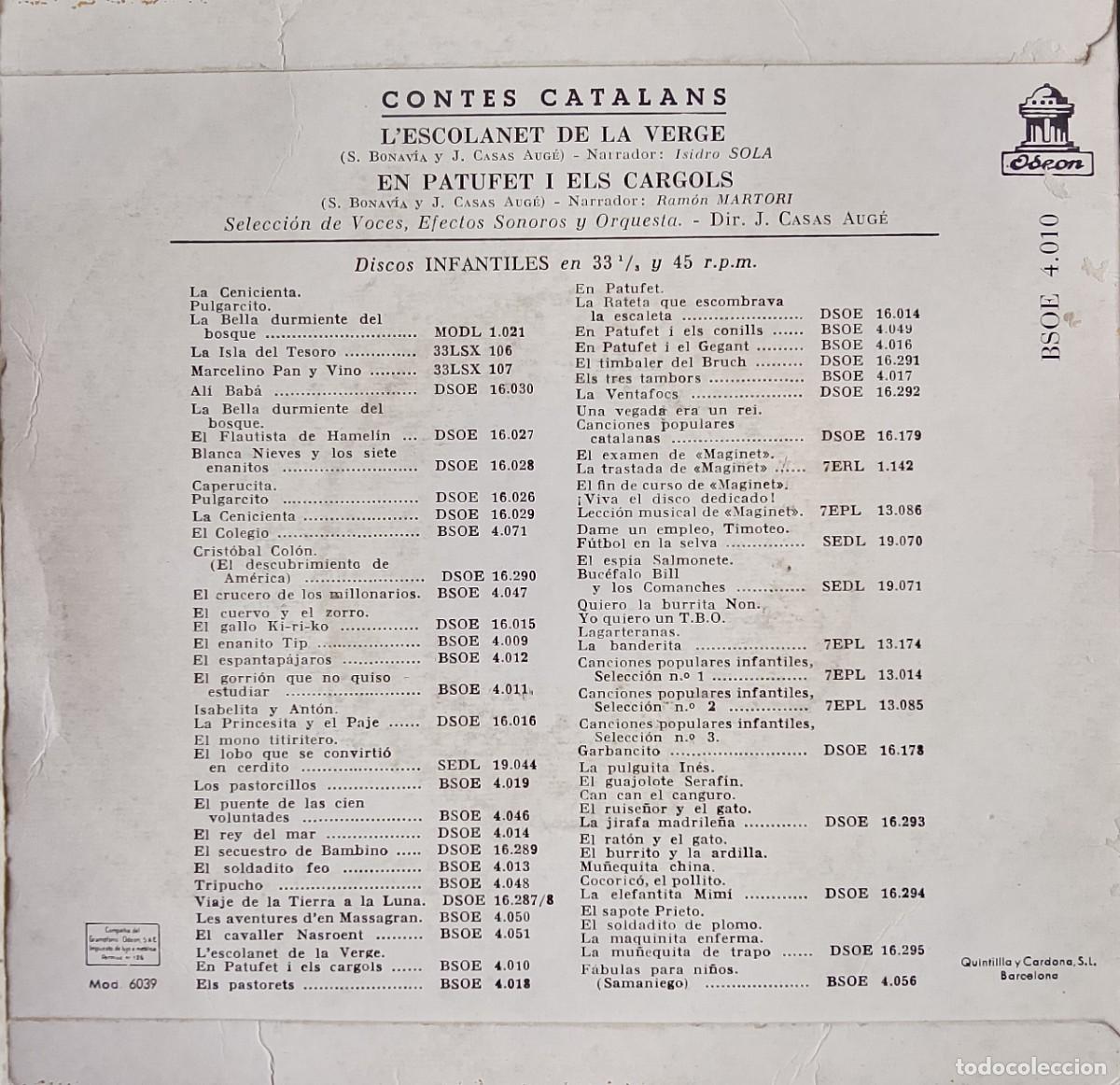 Discos de vinilo: Contes catalans. Vinilo single. - Foto 2