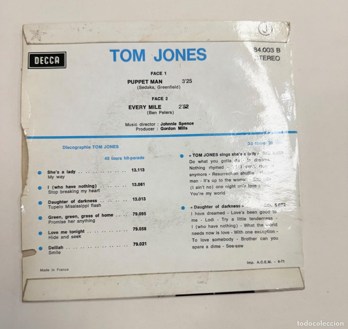 Discos de vinilo: Tom Jones - Puppet man - Foto 2