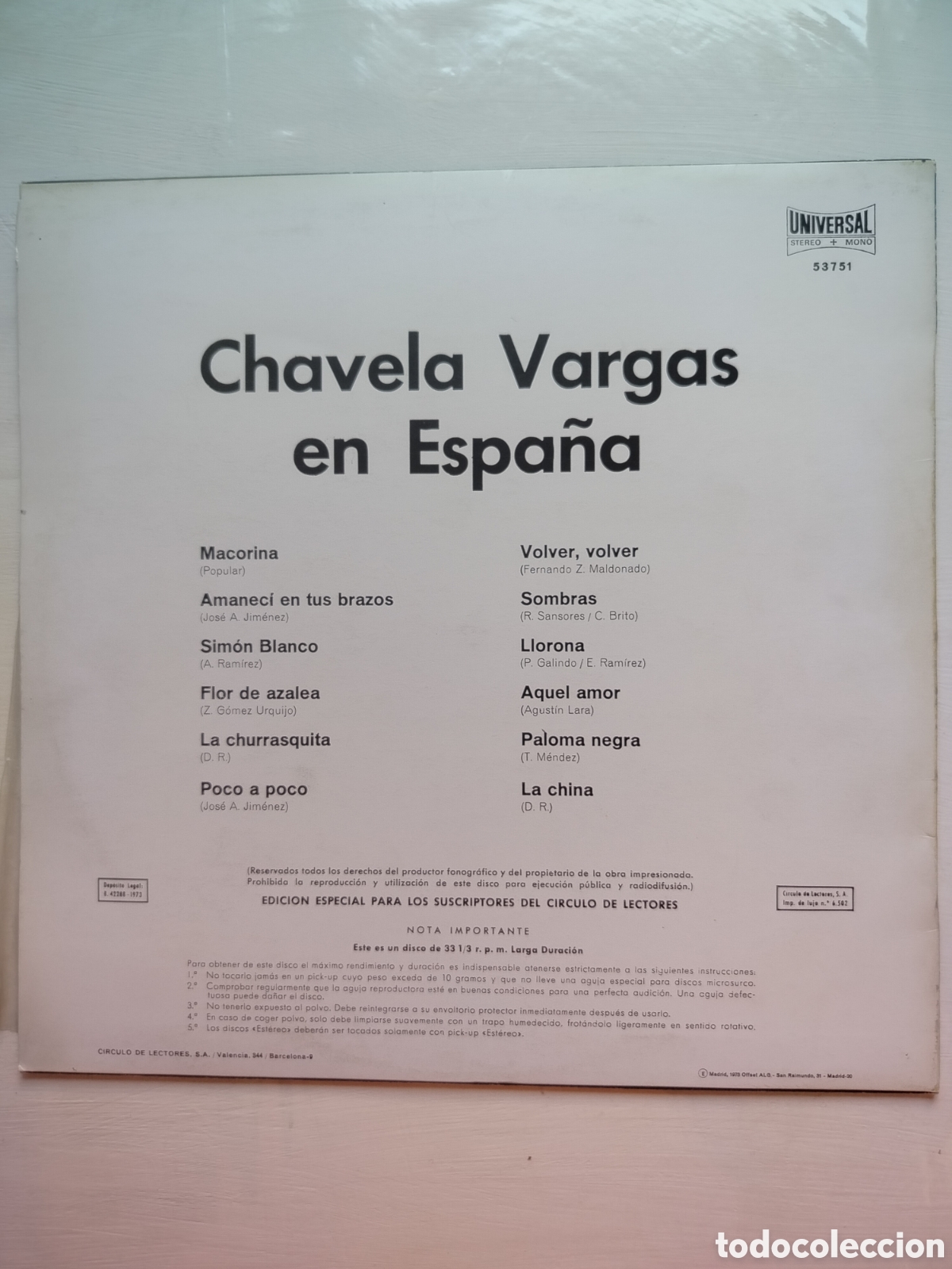 Discos de vinilo: Chavela Vargas LP En Espa&ntilde;a - Foto 2