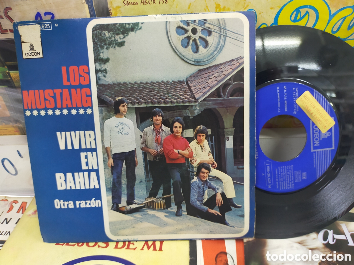 Discos de vinilo: Los Mustang single vivir en bah&iacute;a 1970