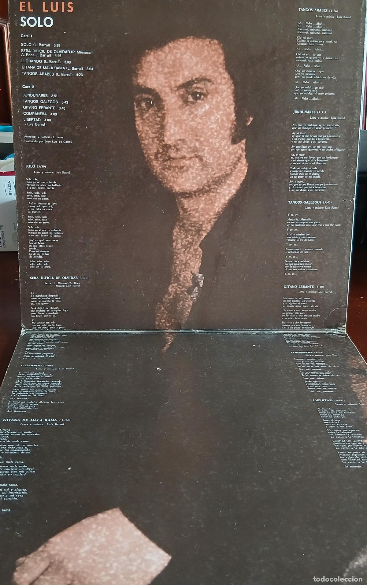 Discos de vinilo: EL LUIS - SOLO - N&ordm; 19 - LP - 1978 - Foto 2