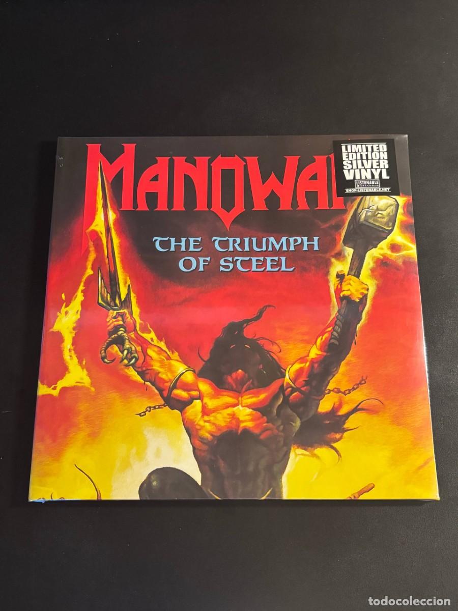 Discos de vinilo: Manowar The Triumph Of Steel Doble disco de vinilo azul LP heavy metal 12&rdquo;
