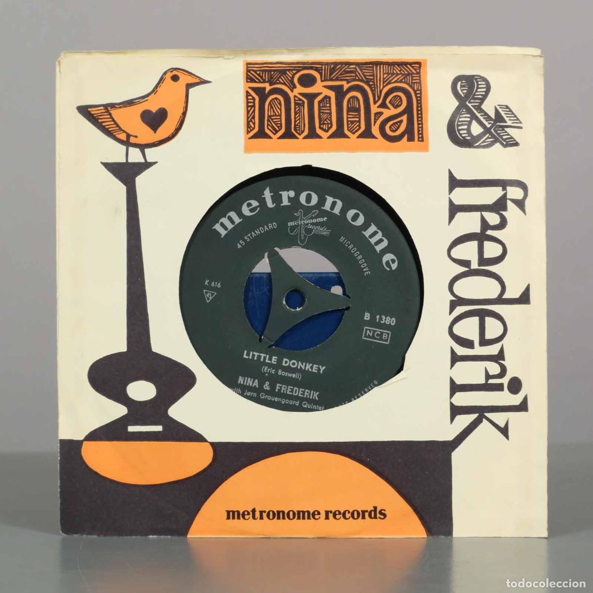 Discos de vinilo: SINGLE. Little Donkey / Je Ne Crois Plus Au P&egrave;re No&euml;l - Nina and Frederik, J&oslash;rn Grauengaard Quintet