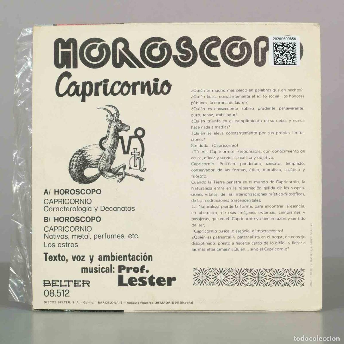 Discos de vinilo: SINGLE. Hor&oacute;scopo Capricornio - Prof. Lester - Foto 2
