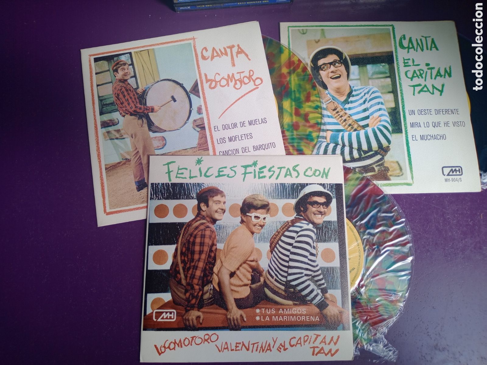 Discos de vinilo: LOTE CHIRIPITIFLAUTICOS - EP CAPITAN TAN + EP LOCOMOTORO + Sg NAVIDAD - MH 1970 - TV INFANTIL 70'S