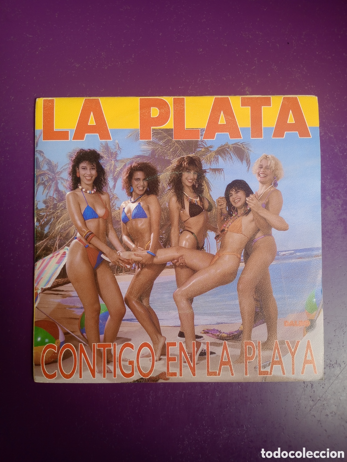 Discos de vinilo: La Plata &lrm;&ndash; Contigo En La Playa - Sg DALBBO 1990 - LATIN DISCO SEXY COVER - SIN USO