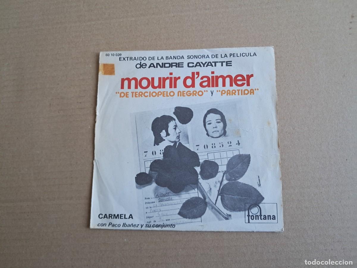 Discos de vinilo: BANDA SONORA - MOURIR D&acute;AIMER SINGLE 1971 EDICION ESPA&Ntilde;OLA