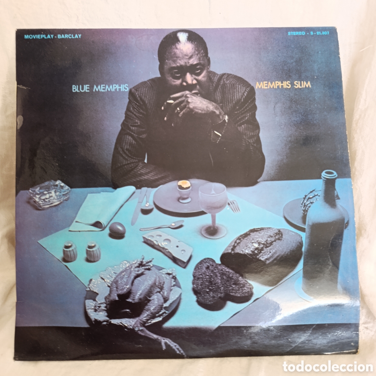 Discos de vinilo: &aacute;lbum &rdquo;Blue Memphis&rdquo; del artista Memphis Slim, lanzado bajo el sello Barclay.