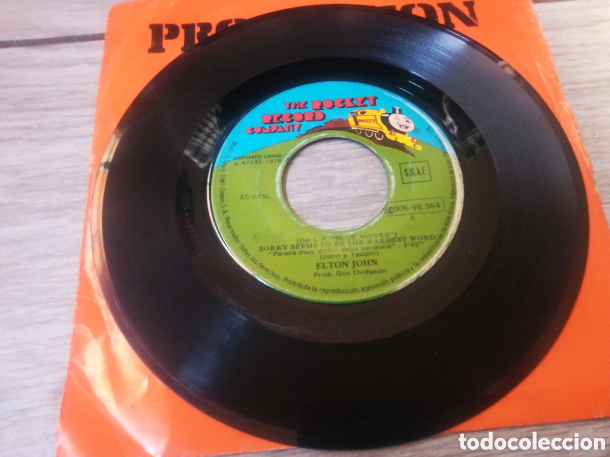 Discos de vinilo: ELTON JOHN - SORRY SEEMS TO BE THE HARDEST WORD - SINGLE - SPAIN - THE ROCKET RECORDS - CC -