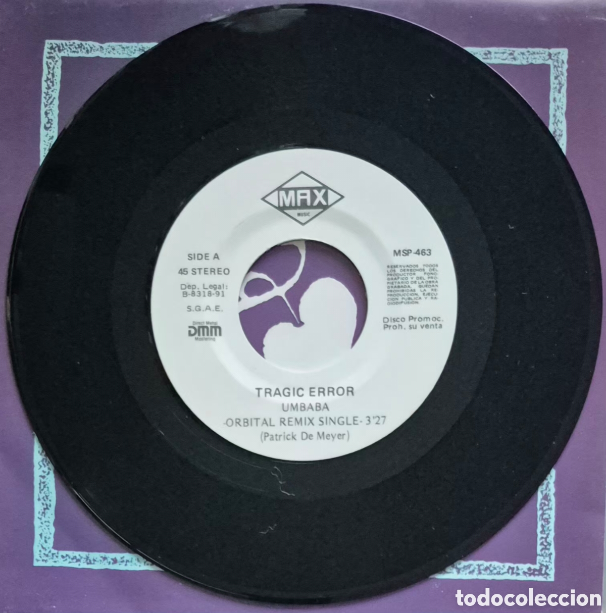 Discos de vinilo: SINGLE - TRAGIC ERROR - UMBABA (REMIX) 1991 ESPA&Ntilde;A (PROMO) - Foto 3