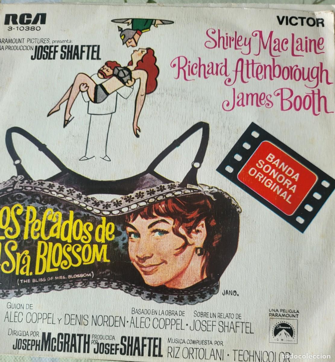Discos de vinilo: Shirley Mac Laine singlesello RCA editado en Espa&ntilde;a a&ntilde;o 1969 del film Los pecados de la Sra Blossom