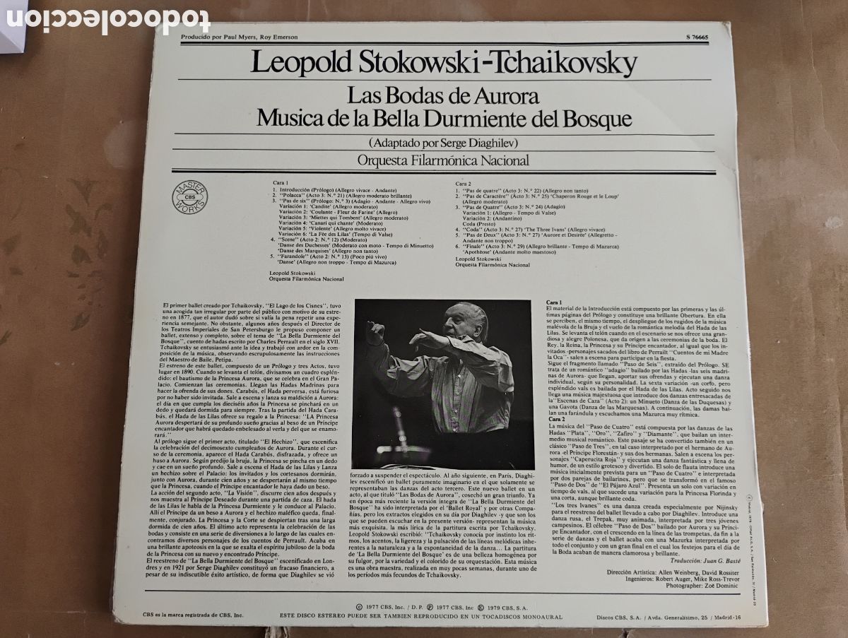 Discos de vinilo: Tchaikovsky: Las bodas de Aurora. Leopold Stokowski. CBS - Foto 2