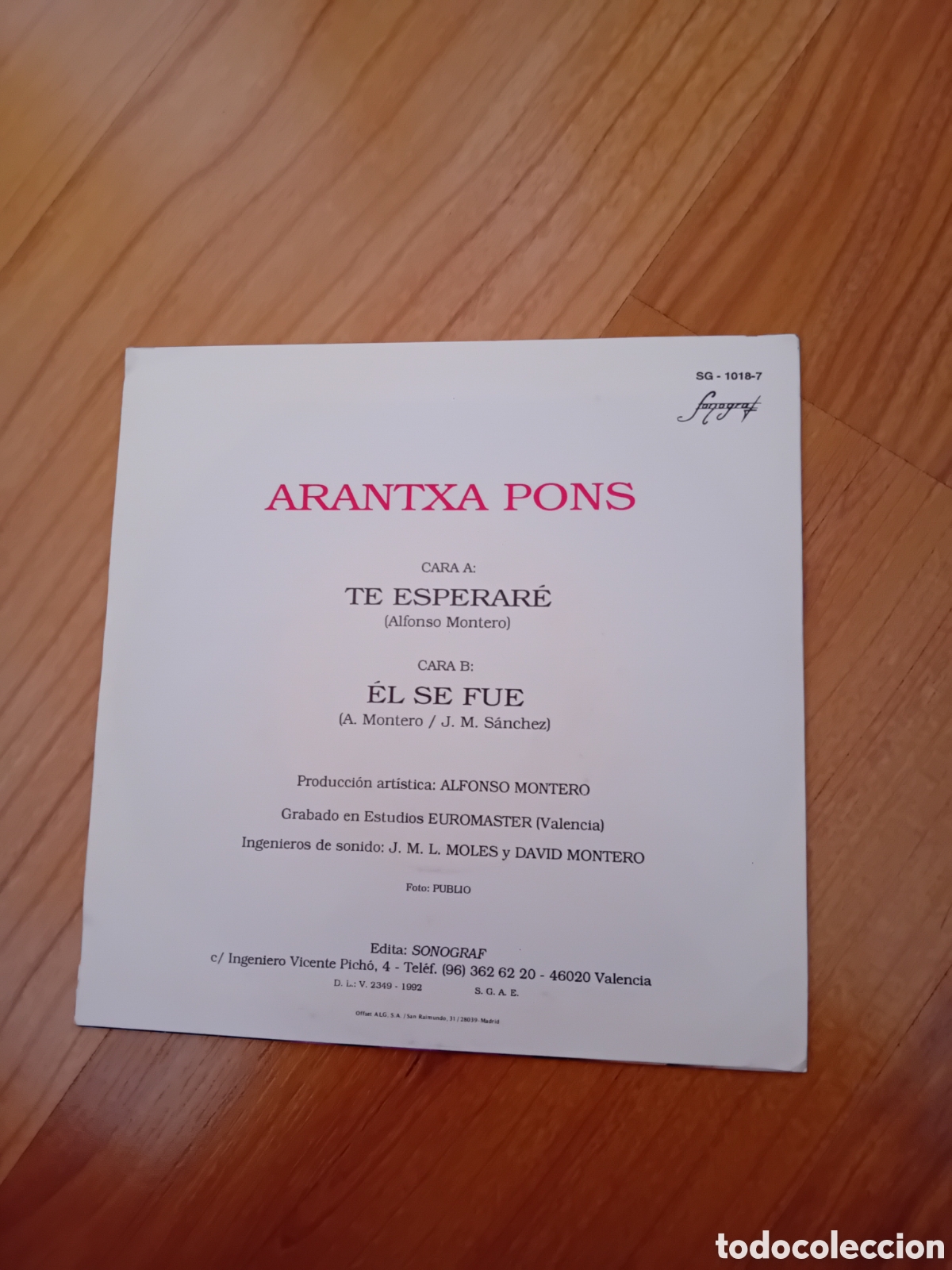 Discos de vinilo: ARANTXA PONS. TE ESPERAR&Eacute; - Foto 2