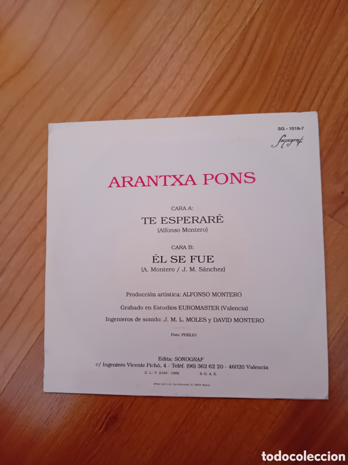Discos de vinilo: ARANTXA PONS. TE ESPERAR&Eacute; - Foto 2