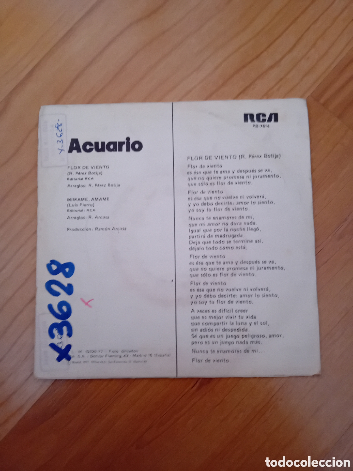 Discos de vinilo: ACUARIO. FLOR DE VIENTO. - Foto 2