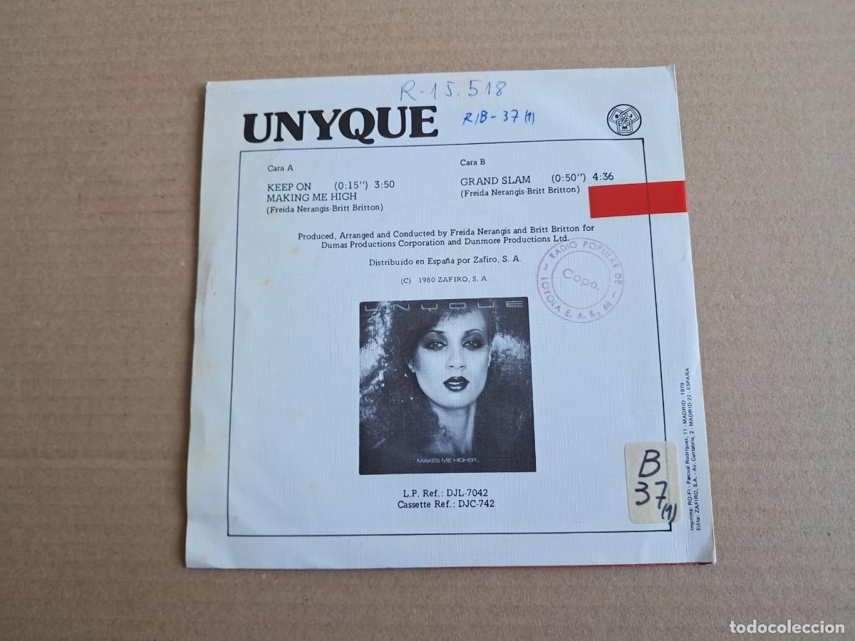 Discos de vinilo: UNYQUE - KEEP ON MAKING ME HIGH SINGLE 1979 EDICION ESPA&Ntilde;OLA - Foto 3