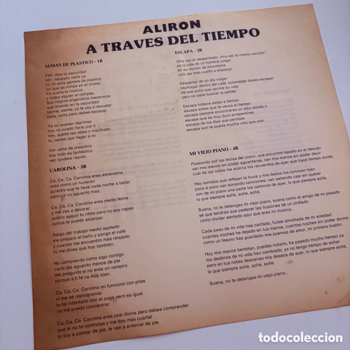 Discos de vinilo: lp Aliron &ndash; A Traves Del Tiempo de 1985 - Foto 3