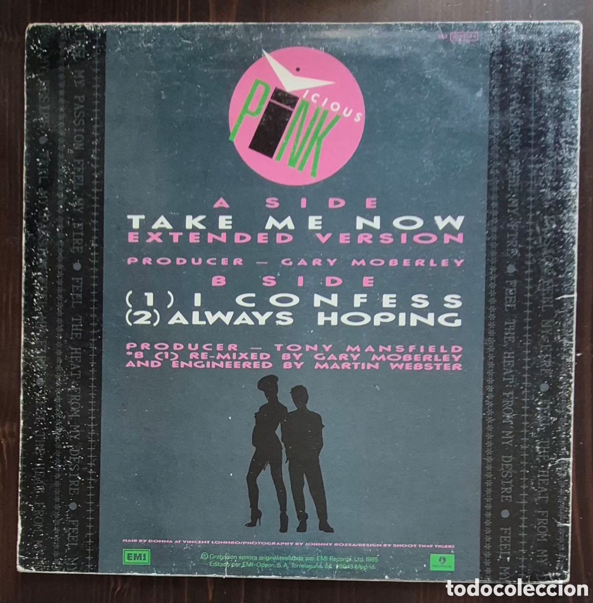 Discos de vinilo: MAXI - VICIOUS PINK - TAKE ME NOW (EXTENDED VERSION) 1985 ESPA&Ntilde;A - Foto 2