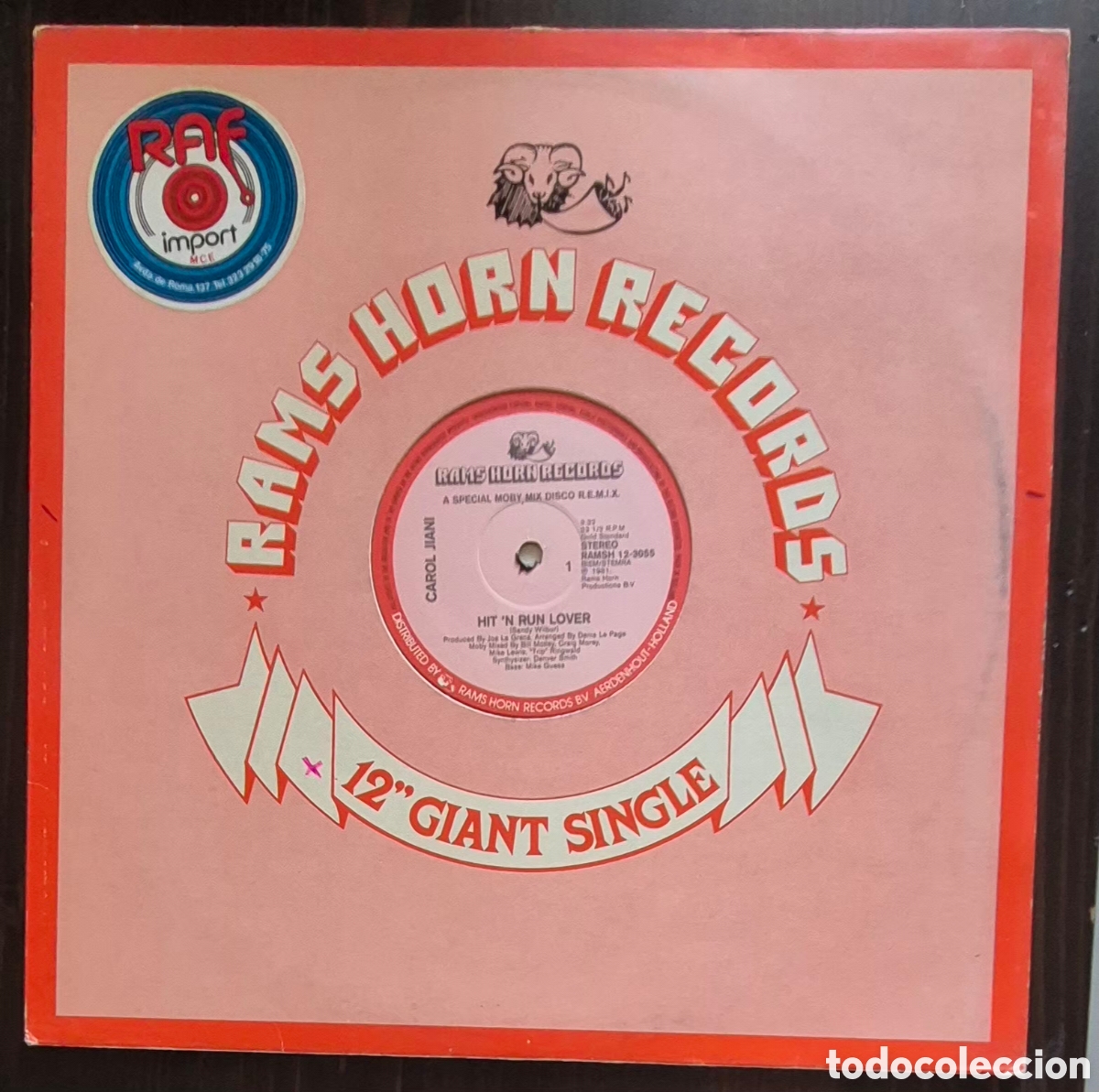 Discos de vinilo: MAXI - CAROL JIANI - HIT 'N RUN LOVER (A SPECIAL MOBY MIX DISCO R.E.M.I.X) 1981 HOLANDA