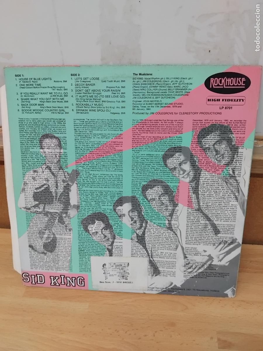 Discos de vinilo: SID KING. LETS GET LOOSE. LP ROCKHOUSE 1987. - Foto 2