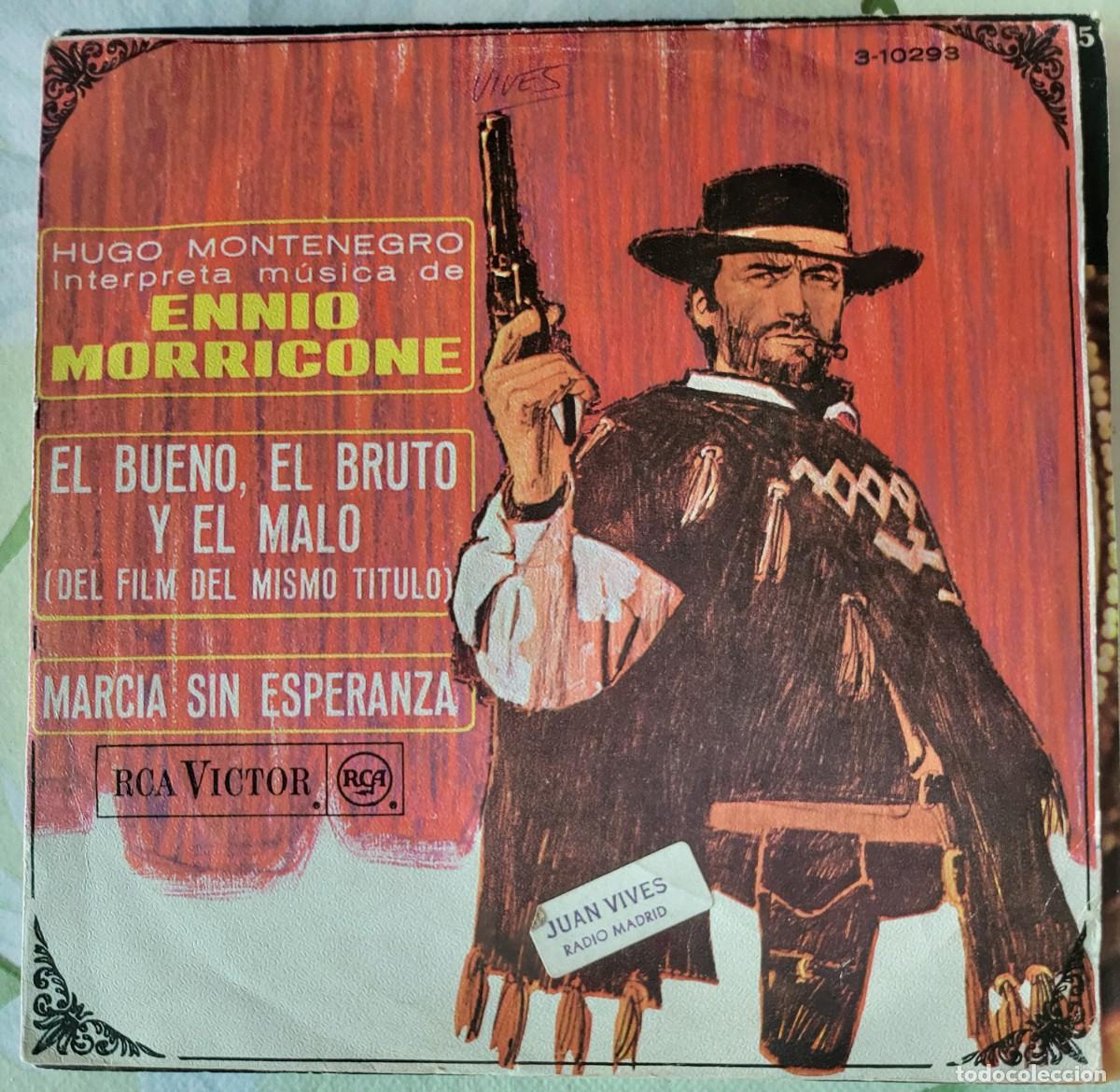 Discos de vinilo: Ennio Morricone single sello RCA Victor editado en Espa&ntilde;a a&ntilde;o 1968 del film El bueno, El feo y el ma