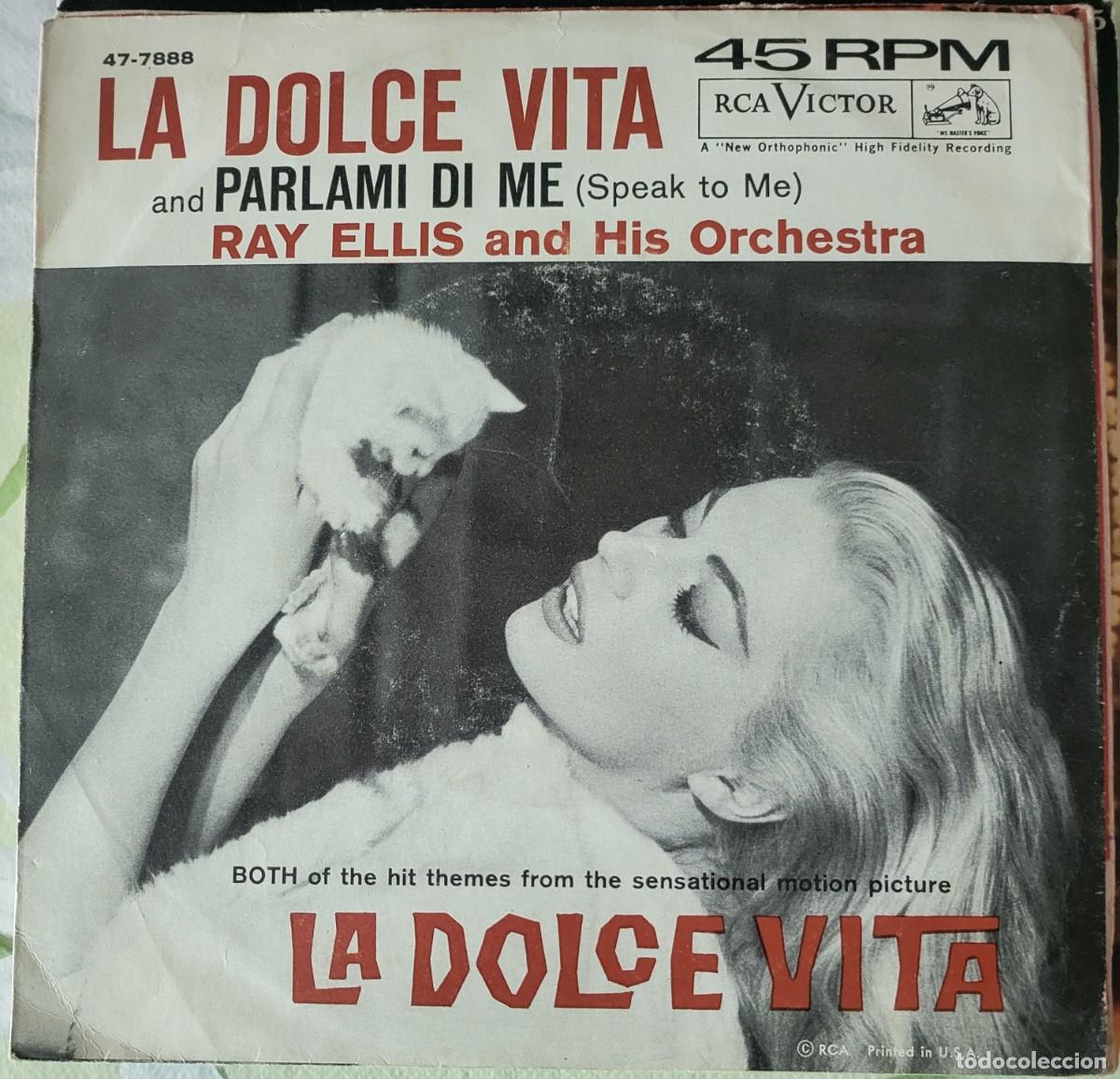 Discos de vinilo: Nino Rota single sello RCA Victor editado en USA del film La dulce vita