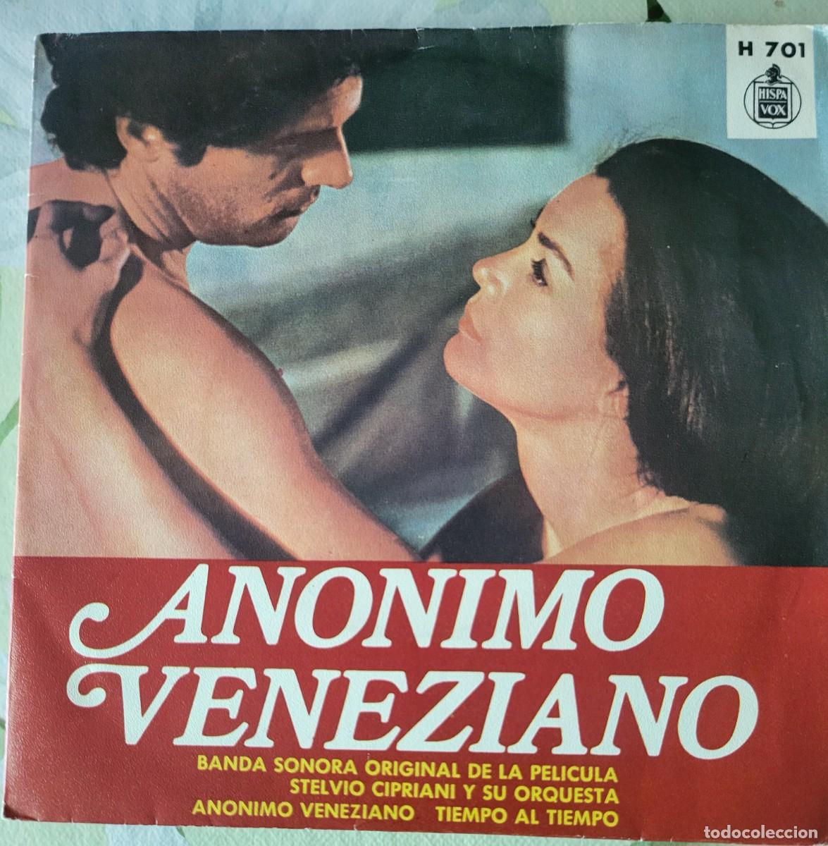 Discos de vinilo: Stelvio Cipriani single sello Hispavox editado en Espa&ntilde;a del film An&oacute;nimo Veneciano.