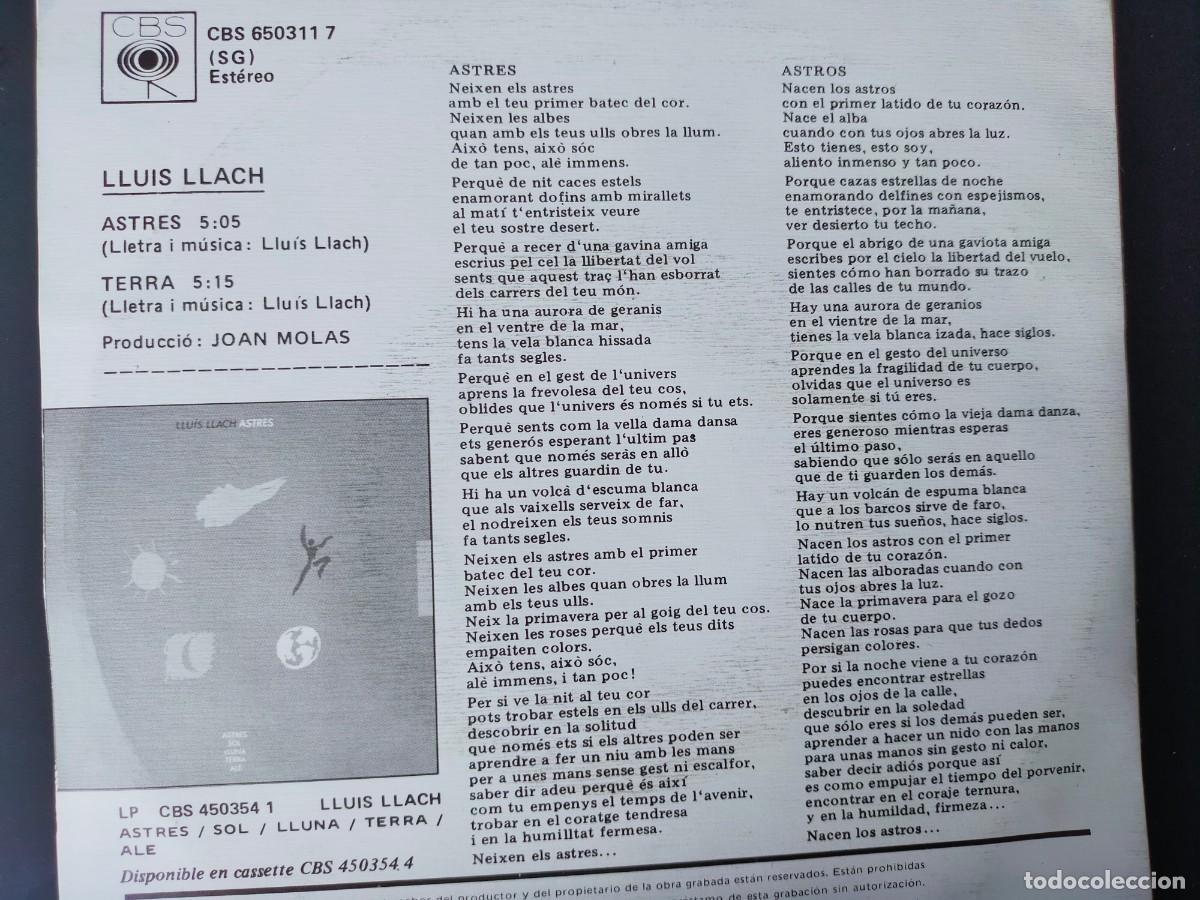 Discos de vinilo: LLUIS LLACH. ASTRES - TERRA. CBS. 2 TEMAS. 1996 - Foto 7