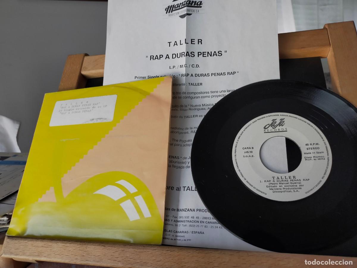 Discos de vinilo: TALLER. RAP A DURAS PENAS. MANZANA. 1 TEMA AMBAS CARAS. DISCO PROMOCIONAL. CON HOJA PROMOCIONAL.1991