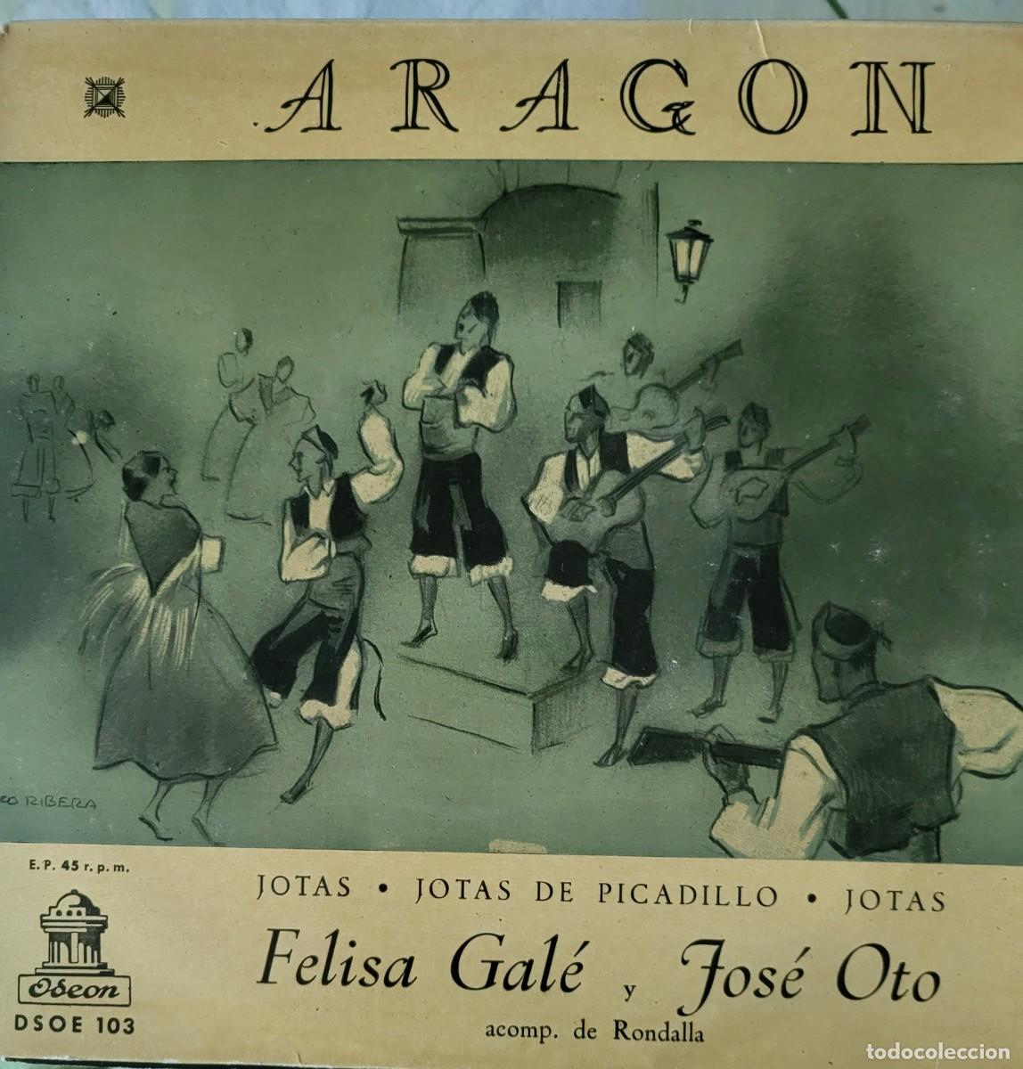 Discos de vinil: Felisa Gale y Jose Oto [Aragon] Ep sello Odeon editado en Espa&ntilde;a a&ntilde;o 1958, Jotas.