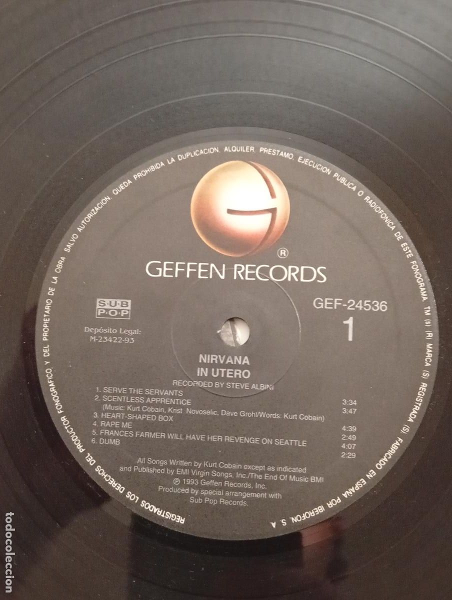 Discos de vinilo: Nirvana &ndash; In Utero - 1a edici&oacute;n espa&ntilde;ola - Foto 2
