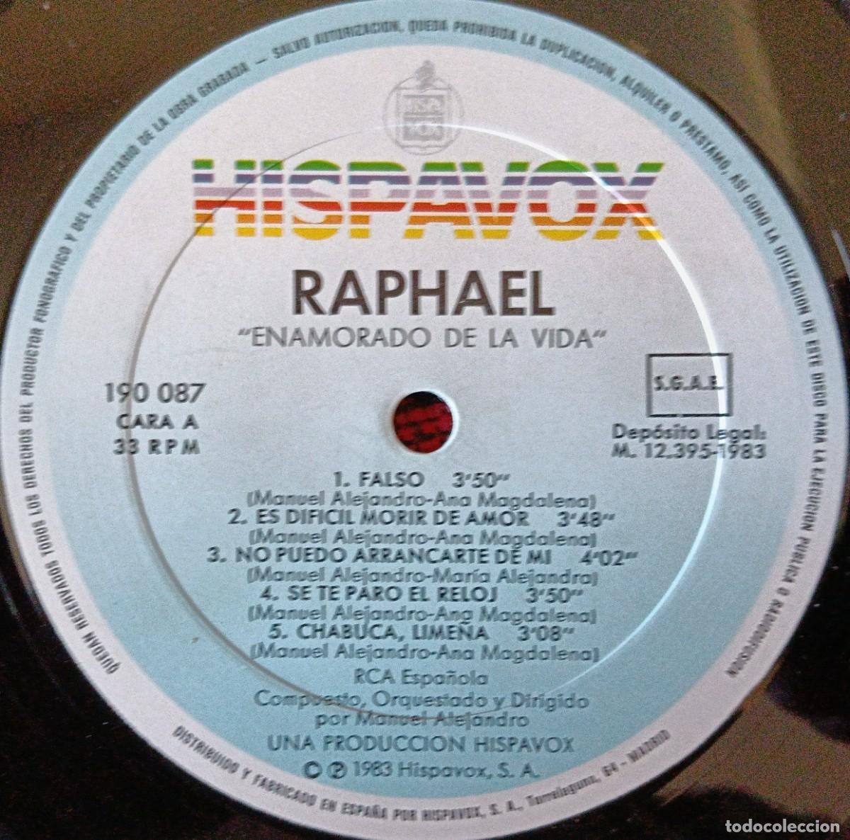 Discos de vinilo: RAPHAEL ** Enamorado De La Vida ** VINILO LP 1983 - Foto 3