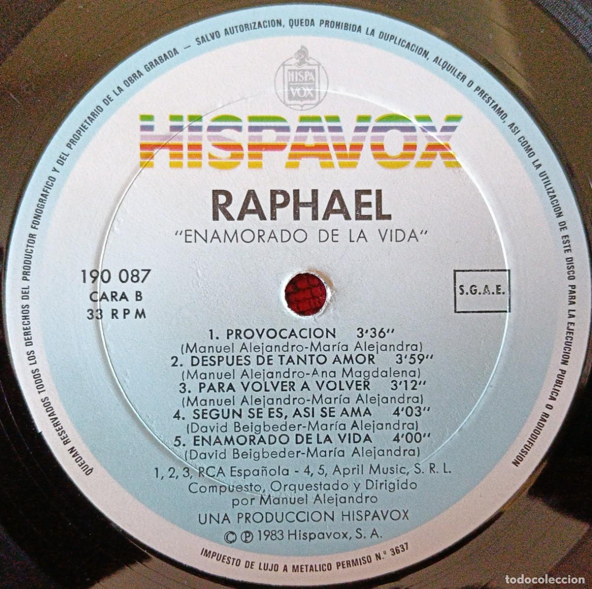 Discos de vinilo: RAPHAEL ** Enamorado De La Vida ** VINILO LP 1983 - Foto 4