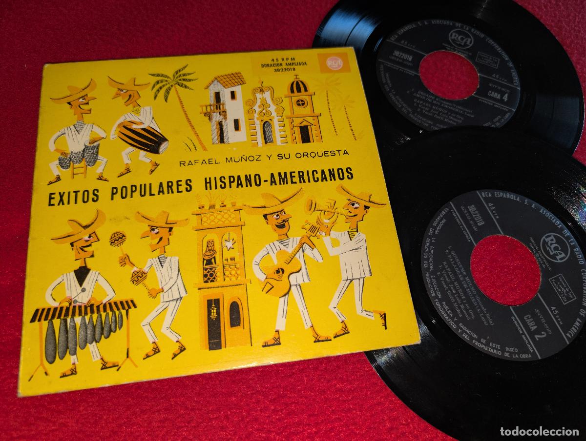 Discos de vinilo: RAFAEL MU&Ntilde;OZ ORQ. Exitos populares Hispano Americanos DOBLE 7'' EP 195? RCA ESPA&Ntilde;A SPAIn gatefold